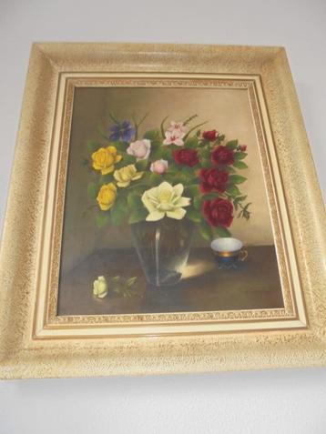 Rozen oud olieverf 50x40 cm doekmaat beschikbaar voor biedingen