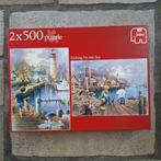 legpuzzels 2x 500 st. Jumbo 'Fishing by the Sea'  nr.170333, Ophalen of Verzenden, 500 t/m 1500 stukjes, Gebruikt, Legpuzzel