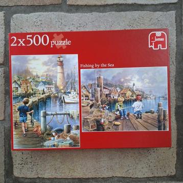 legpuzzels 2x 500 st. Jumbo 'Fishing by the Sea'  nr.170333 beschikbaar voor biedingen