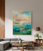 Abstract landschap met structuur en goud – 70x90 cm, Ophalen