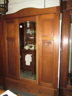 antieke eiken linnenkast kleerkast met spiegeldeur 295,00, Antiek en Kunst, Curiosa en Brocante, Ophalen of Verzenden
