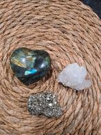 Labradoriet hart .pyriet. bergkristal, Sieraden, Tassen en Uiterlijk, Edelstenen, Ophalen of Verzenden