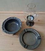 Tinnen asbakken en windlicht, Antiek en Kunst, Ophalen of Verzenden