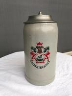 Grieskirchner steengoed bierpul met tinnen deksel, Verzamelen, Gebruikt, Ophalen of Verzenden, Steengoed