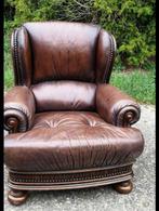 Retro vintage chesterfield leder fauteuils, Huis en Inrichting, Fauteuils, Ophalen, Gebruikt, 75 tot 100 cm