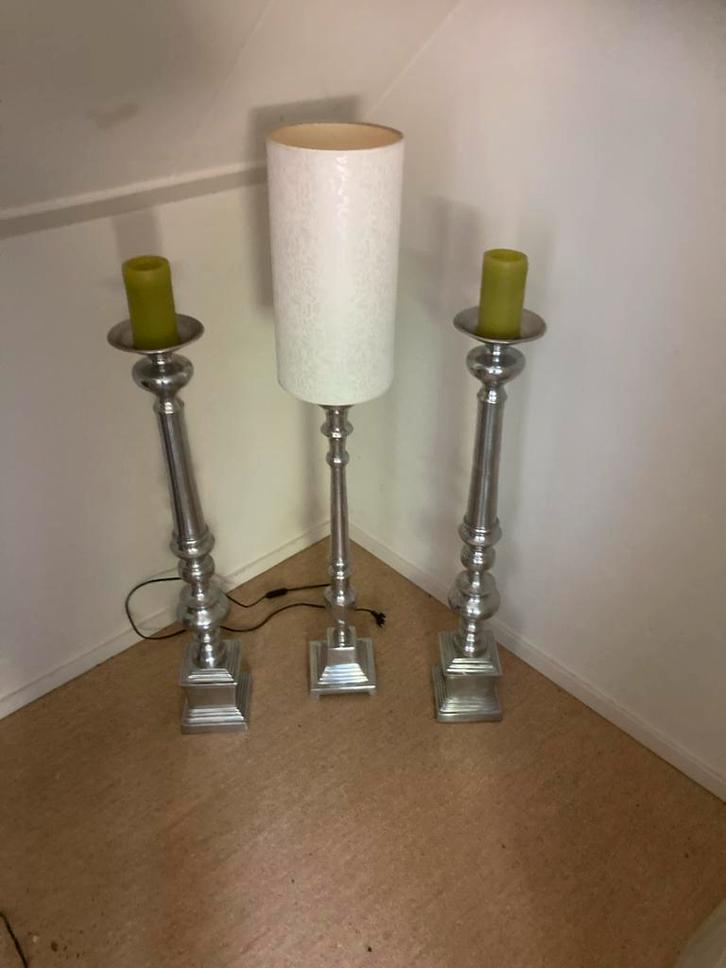 Set van kandelaars en lamp, Huis en Inrichting, Woonaccessoires | Kandelaars en Kaarsen, Zo goed als nieuw, Kandelaar, 75 cm of meer
