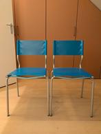 Twee blauwe aluminium stoelen, Huis en Inrichting, Stoelen, Ophalen, Gebruikt, Twee, Blauw