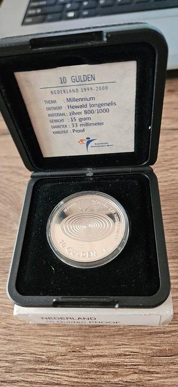Zilveren millennium Tientje 1997 proof in orginele doosje  beschikbaar voor biedingen