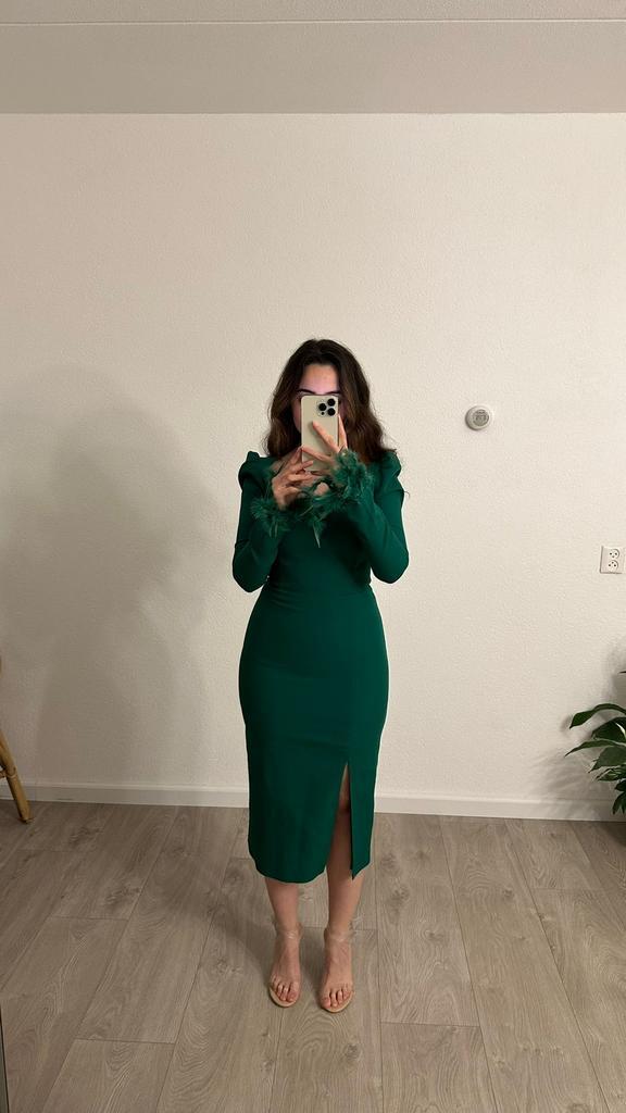Elegante groene jurk, Kleding | Dames, Gelegenheidskleding, Zo goed als nieuw, Galajurk, Maat 38/40 (M), Groen, Ophalen of Verzenden