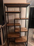 Industriële open kast met houten planken, Ophalen, Met plank(en), Gebruikt, 100 tot 150 cm