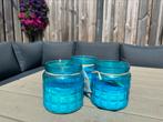 4 citronella kaarsen in glas Paula blauw 20 uur D 11 H 12 cm, Overige materialen, Blauw, Nieuw, Ophalen of Verzenden