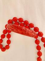 Chinese Cinnebar sieraden uit nalatenschap, Sieraden, Tassen en Uiterlijk, Antieke sieraden, Ophalen of Verzenden, Overige materialen