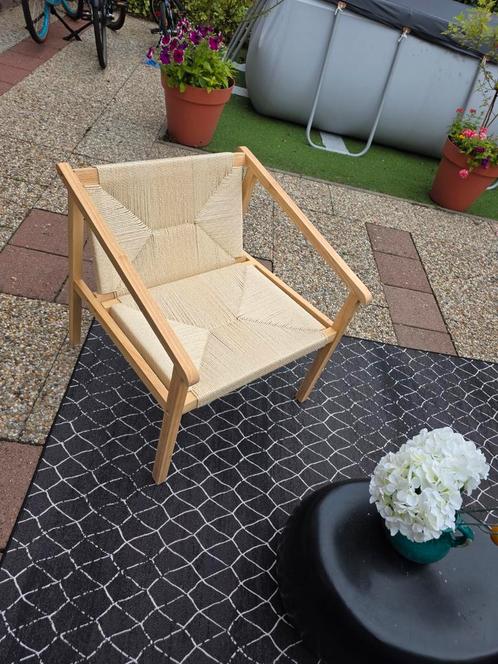 Stoel/fauteuil van hout met geweven zitting NIEUW!, Huis en Inrichting, Stoelen, Nieuw, Eén, Hout, Bruin, Ophalen