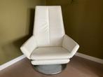 Luxe Prominent Twist fauteuil - wit leer - topstaat!, Huis en Inrichting, Fauteuils, Ophalen, Minder dan 75 cm, Leer, Zo goed als nieuw