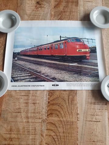 Oude poster NS met rode trein. Jaren '60. beschikbaar voor biedingen
