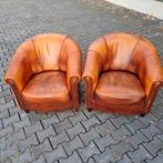 2 vintage schapenleren fauteuils van Joris + GRATIS BEZORGD, Gebruikt, Chesterfield, Ophalen of Verzenden, 75 tot 100 cm