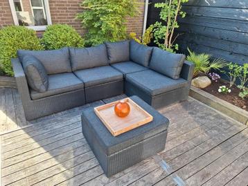 Nieuw  2025 mega xl loungeset  zwart met Nieuw  antraciet  k beschikbaar voor biedingen