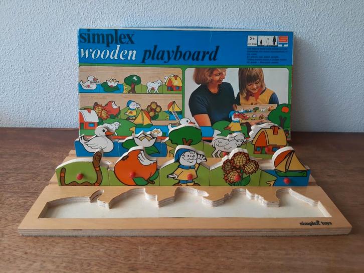 Vintage houten Simplex Toys puzzel in originele doos, Kinderen en Baby's, Speelgoed | Houten speelgoed, Zo goed als nieuw, Overige typen