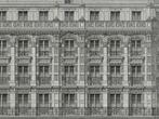 Authentieke kopergravure -  Haussmann gevel Parijs - 1877, Antiek en Kunst, Verzenden