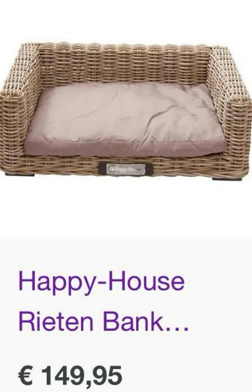 HAPPY HOUSE RIETEN HONDENMAND MET KLEED (ZGAN), Dieren en Toebehoren, Hondenmanden, Zo goed als nieuw, Riet, Ophalen