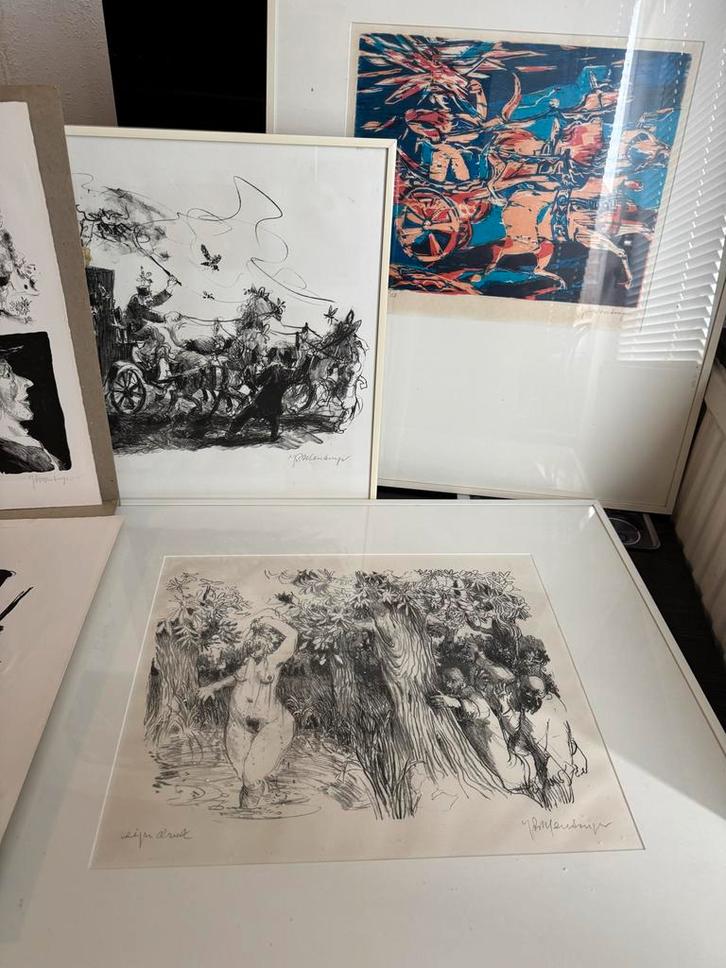 Jan Mensinga - Steendrukken, Antiek en Kunst, Kunst | Tekeningen en Foto's, Ophalen