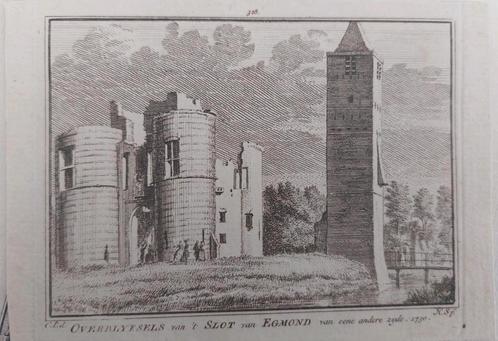 328 / Slot van Egmond Oude gravure uit 18e eeuw H. Spilman, Antiek en Kunst, Kunst | Etsen en Gravures, Ophalen of Verzenden