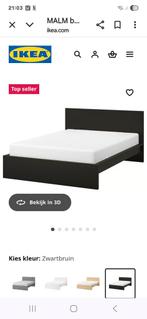 Ikea bed 140x200 Malm + ladenkastjes +matras+ lades +bodem, Huis en Inrichting, Ophalen, Zwart, Tweepersoons, 140 cm