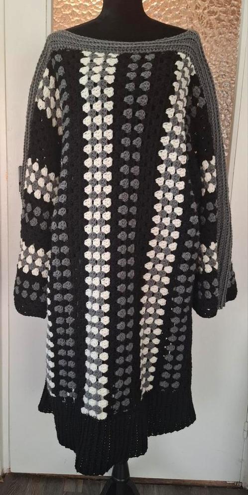 Gehaakte jurk zwart, wit en grijs, Kleding | Dames, Grote Maten, Nieuw, Jurk, Zwart, Ophalen of Verzenden