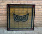 Glas in lood raam met uil motief, Doe-het-zelf en Verbouw, Glas en Ramen, Ophalen, Minder dan 80 cm, Minder dan 80 cm, Overige typen