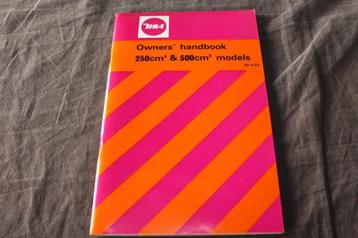 BSA 250cc 500cc  B25 B50 1972 motorcycle owner's handbook beschikbaar voor biedingen