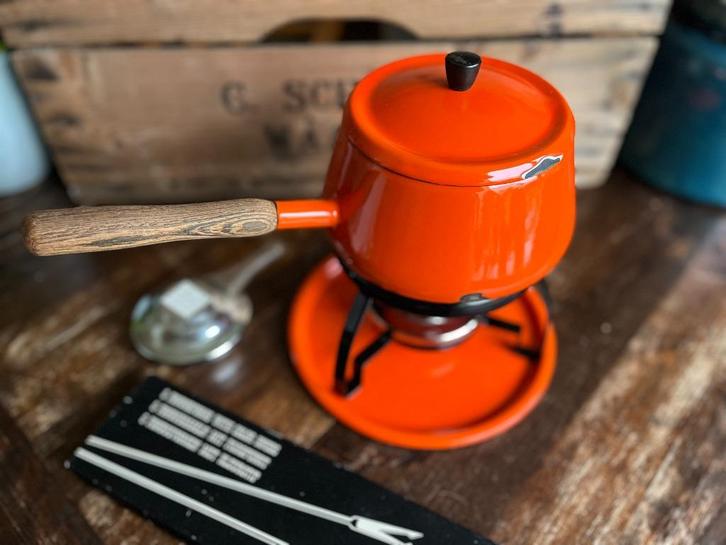 Fonduestel jaren 70, merk Grand'mère, Witgoed en Apparatuur, Fonduesets, Gebruikt, Fondueset, Brander, Ophalen of Verzenden