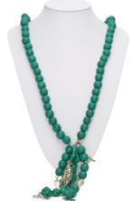 k157 zeegroene lange ketting, Sieraden, Tassen en Uiterlijk, Kettingen, Ophalen, Overige materialen, Verstelbaar, Nieuw