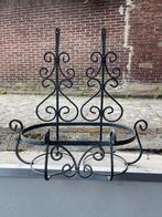 Brocante gietijzeren plantenbak drager voor twee potten, Gebruikt, Minder dan 60 cm, Rond, Ophalen of Verzenden