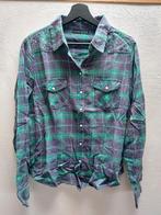 Blouse overhemd geruit flanel achtig groen grijs maat M, Groen, Gedragen, Maat 38/40 (M), Ophalen of Verzenden