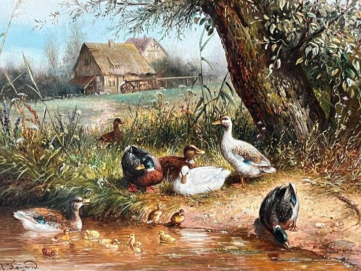 LA Feijen, eenden bij een waterplas, Antiek en Kunst, Kunst | Schilderijen | Klassiek, Ophalen