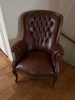 Antieke Leren Fauteuil, Huis en Inrichting, Fauteuils, Ophalen, Gebruikt, Minder dan 75 cm, 50 tot 75 cm