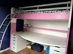 Hoogslaper met groot bureaublad (wit/roze), Kinderen en Baby's, Ophalen, Gebruikt, Hoogslaper