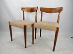 Set van 2 teak stoelen mid century Deens design, Huis en Inrichting, Gebruikt, Ophalen of Verzenden, Bruin