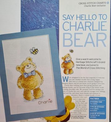 Charlie Teddybeer met een bij borduurpatroon beschikbaar voor biedingen