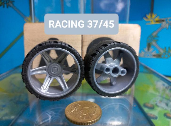 K'nex Racing Wiel 37 mm met Band 45mm - Zilvergrijs, Kinderen en Baby's, Speelgoed | Bouwstenen, Gebruikt, K'nex, Ophalen of Verzenden