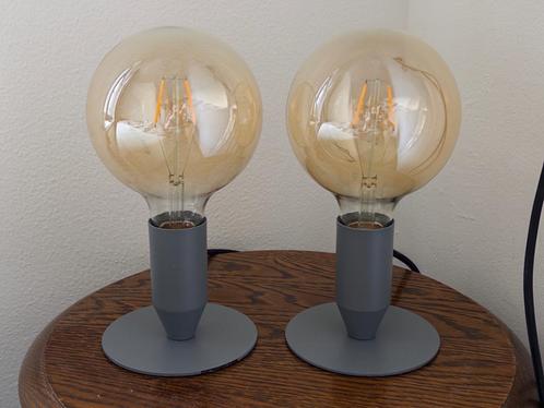 2x vintage filamentlampen, industrieel design, Huis en Inrichting, Lampen | Tafellampen, Zo goed als nieuw, Minder dan 50 cm, Glas