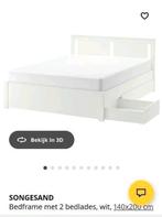 Ikea bed Songesand 140cm, Huis en Inrichting, Ophalen, Wit, Tweepersoons, 140 cm