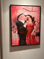 Groot kleurrijk schilderij – incl. lijst, Antiek en Kunst, Ophalen