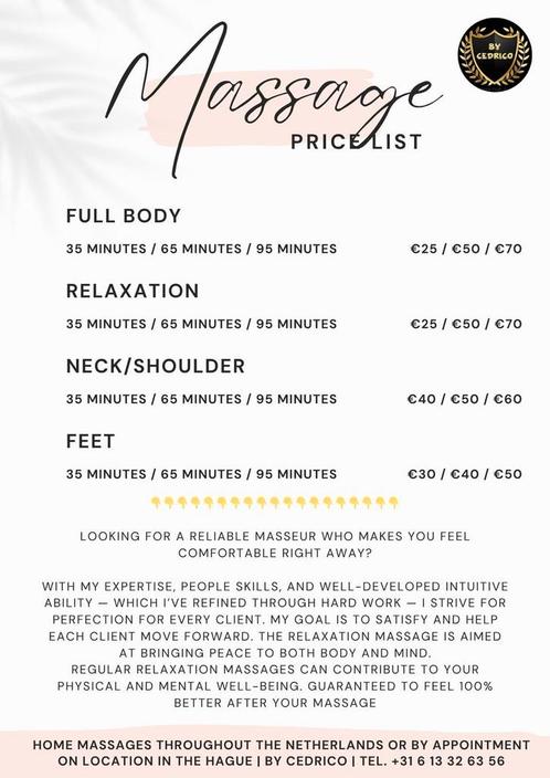 Top Masseur !! ( Den Haag ) Geeft Ontspanning/Sport massages, Sport en Fitness, Gezondheidsproducten en Wellness, Ophalen of Verzenden