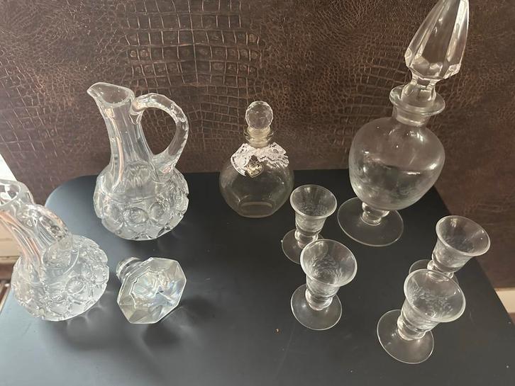 Glazen Karaffen en Glaasjes Set, Antiek en Kunst, Antiek | Glas en Kristal, Ophalen of Verzenden