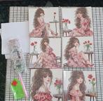 Diamond painting set, vrouw in het rood, voor 6 kaarten., Ophalen of Verzenden, Nieuw, Overige thema's