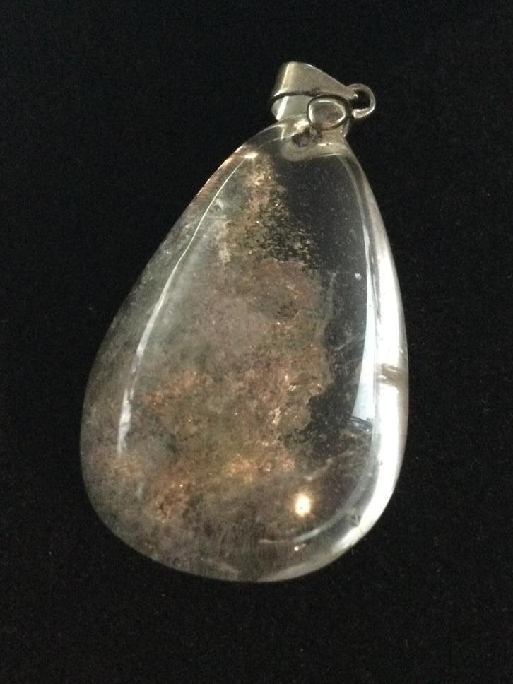 kettinghanger edelsteen spookkwarts, Sieraden, Tassen en Uiterlijk, Kettinghangers, Zo goed als nieuw, Steen of Mineraal, Beige