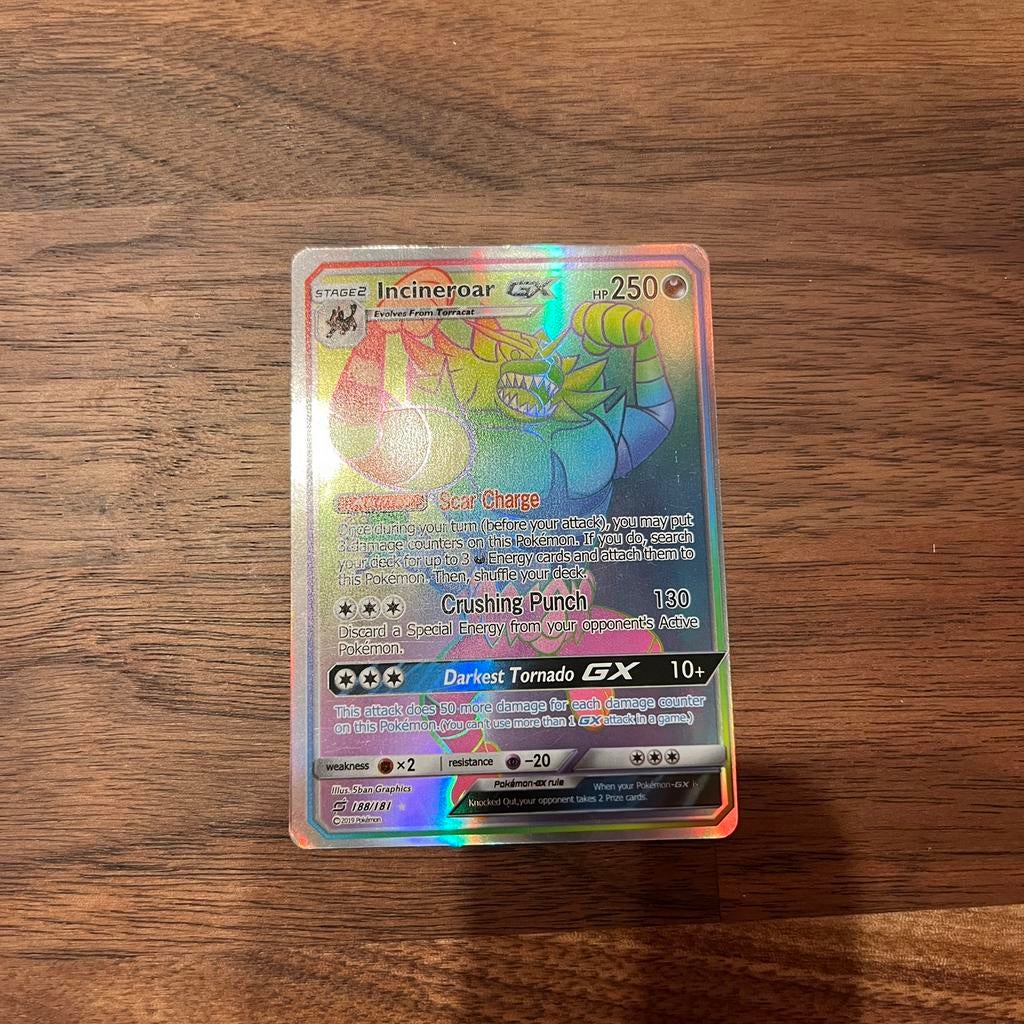 Incineroar GX Rainbow Rare 188/181 - Secret Rare, Ophalen of Verzenden