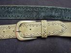 Legergroene riem met zilveren studs maat 95, 3 tot 5 cm, Zwart, 90 tot 100 cm, Ophalen of Verzenden
