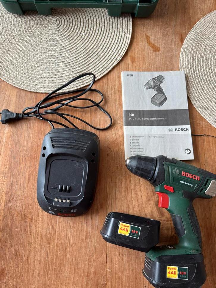 Bosch PSR 18 LI-2 Accuboormachine Schroefmachine Accu, Doe-het-zelf en Verbouw, Gereedschap | Handgereedschap, Gebruikt, Ophalen